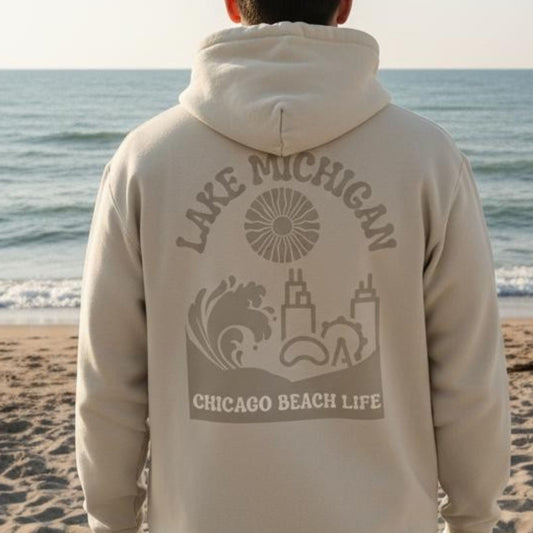 Chicago Beach Life Hoodie - Bone/Taupe