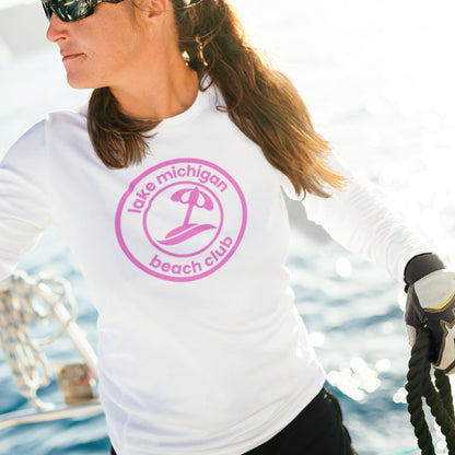 Lake Michigan Beach Club™ Long Sleeve Tee – White or Black (Pink Special Edition)