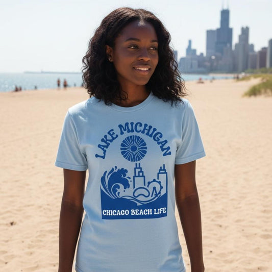 Chicago Beach Life T-Shirt - Light Blue