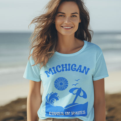 Waves.Wonder.Water Tee -Blue