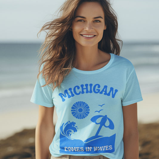 Waves.Wonder.Water Tee -Blue