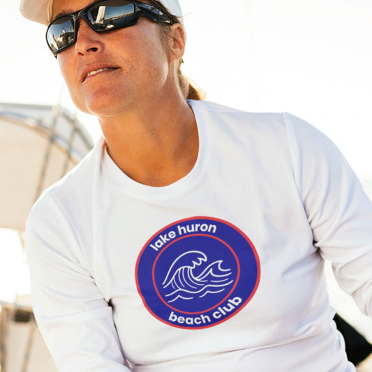 Lake Huron Beach Club Long Sleeve T-Shirt - Red/Blue