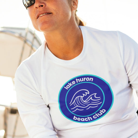 Lake Huron Beach Club Long Sleeve T-Shirt - Aqua/Navy