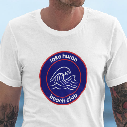 Lake Huron Beach Club T-Shirt - Red/Blue