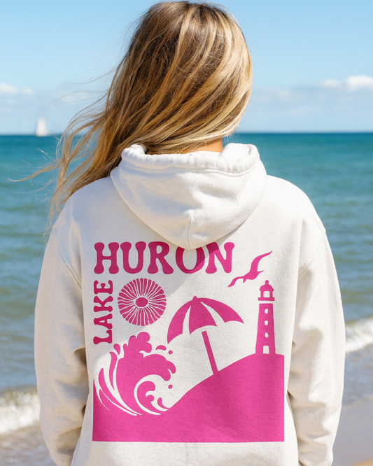 Lake Huron Hoodie - Pink | Great Lakes Life Collection