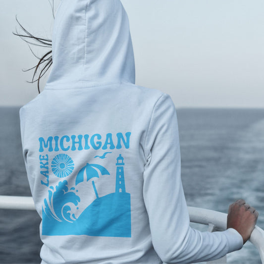 Lake Michigan Hoodie - Light Blue | Great Lakes Life Collection