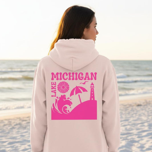 Lake Michigan Hoodie - Pale Pink | Great Lakes Life Collection