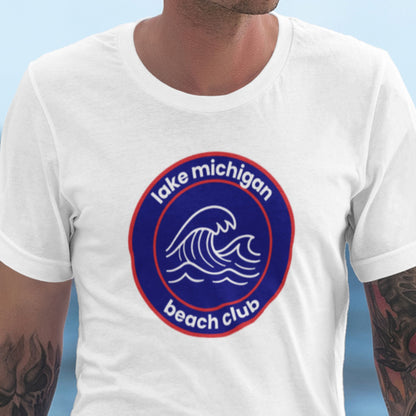 Lake Michigan Beach Club T-Shirt - Red/Blue