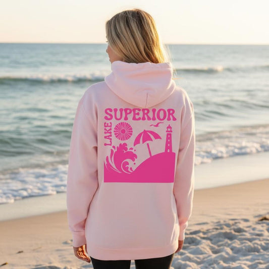Lake Superior Hoodie - Pale Pink | Great Lakes Life Collection