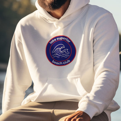 Lake Superior Beach Club Hoodie -Red/Blue