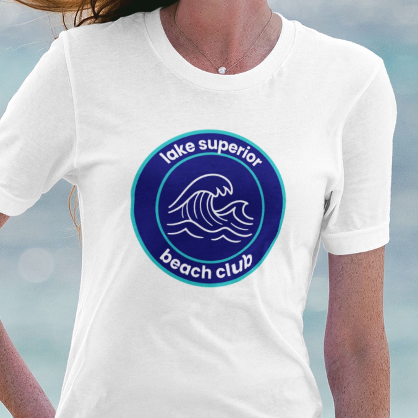 Lake Superior Beach Club T-Shirt - Aqua/Navy