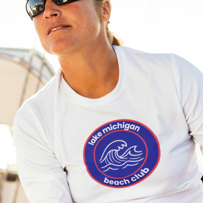 Lake Michigan Beach Club Long Sleeve T-Shirt - Red/Blue