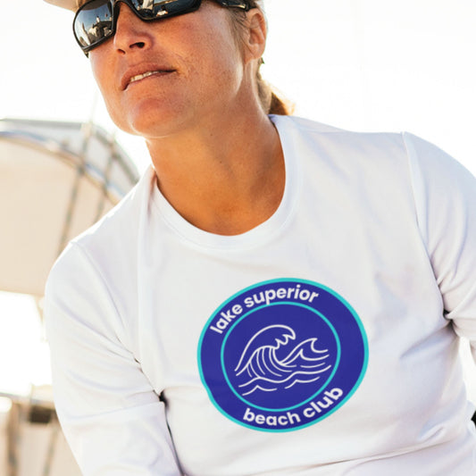 Lake Superior Beach Club Long Sleeve T-Shirt - Aqua/Navy