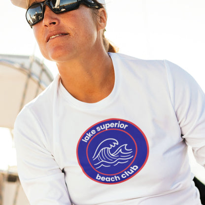 Lake Superior Beach Club Long Sleeve T-Shirt - Red/Blue