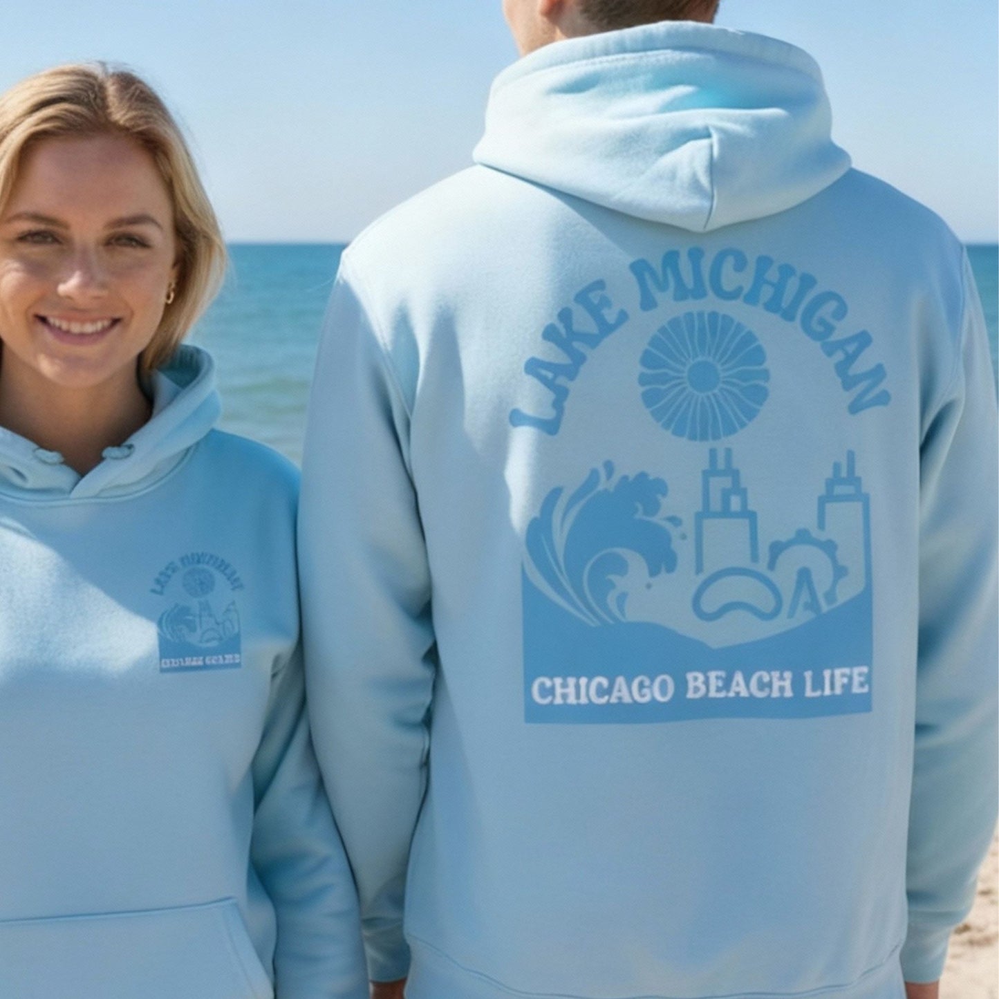 Chicago Beach Life Hoodie - Light Blue/Teal