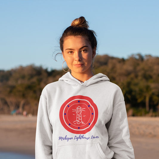 Michigan Lighthouse Lover Hoodie - Red/Blue